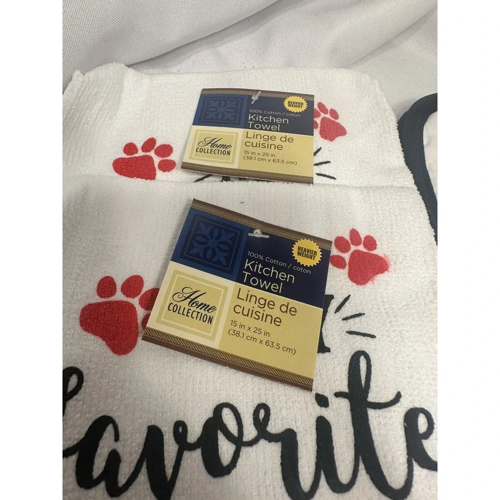 home collection‎ 2 towels 2 wash clothes 2 pot holders 1 oven mitt kitchen paws